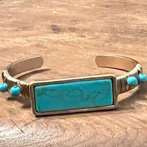 Turquoise and Gold Cuff Bracelet